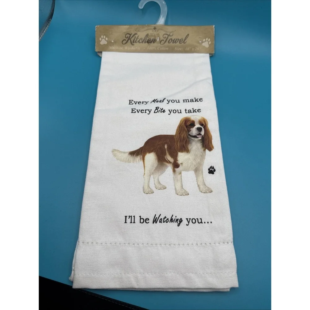 King Charles Cavalier Dog Kitchen Towel Tea Dishtowel Humorous Gift Dog Lover